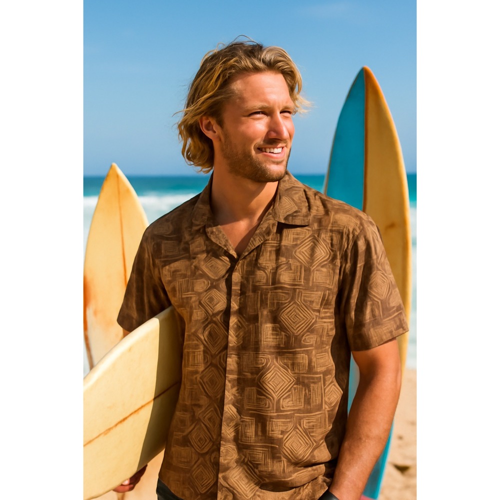 Irvine Park Mens Button Up‎ Shirt Short Sleeve Geometric Print XL Extra Large